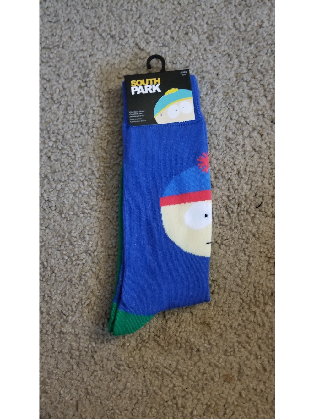 South Park Men’s Crew Socks in Bright Blue with Character Graphic